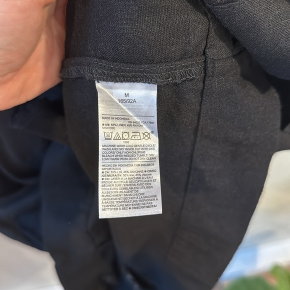 Old Navy Women’s Linen-Blend Dress Button-Down Midi Black Short Sleeve Size M - Picture 7 of 7